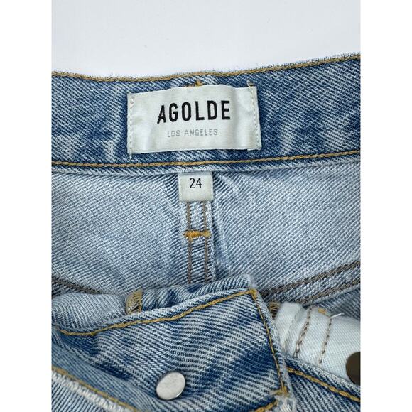AGOLDE Distressed Womens Light Wash Shorts - Picture 2 of 3
